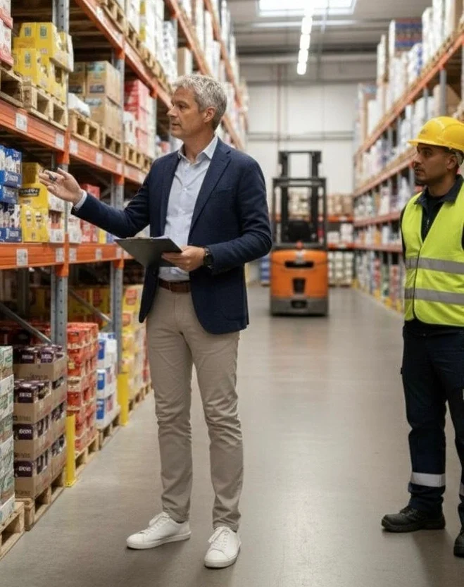 Revisión de la operación y de las prioridades de trabajo en un almacén