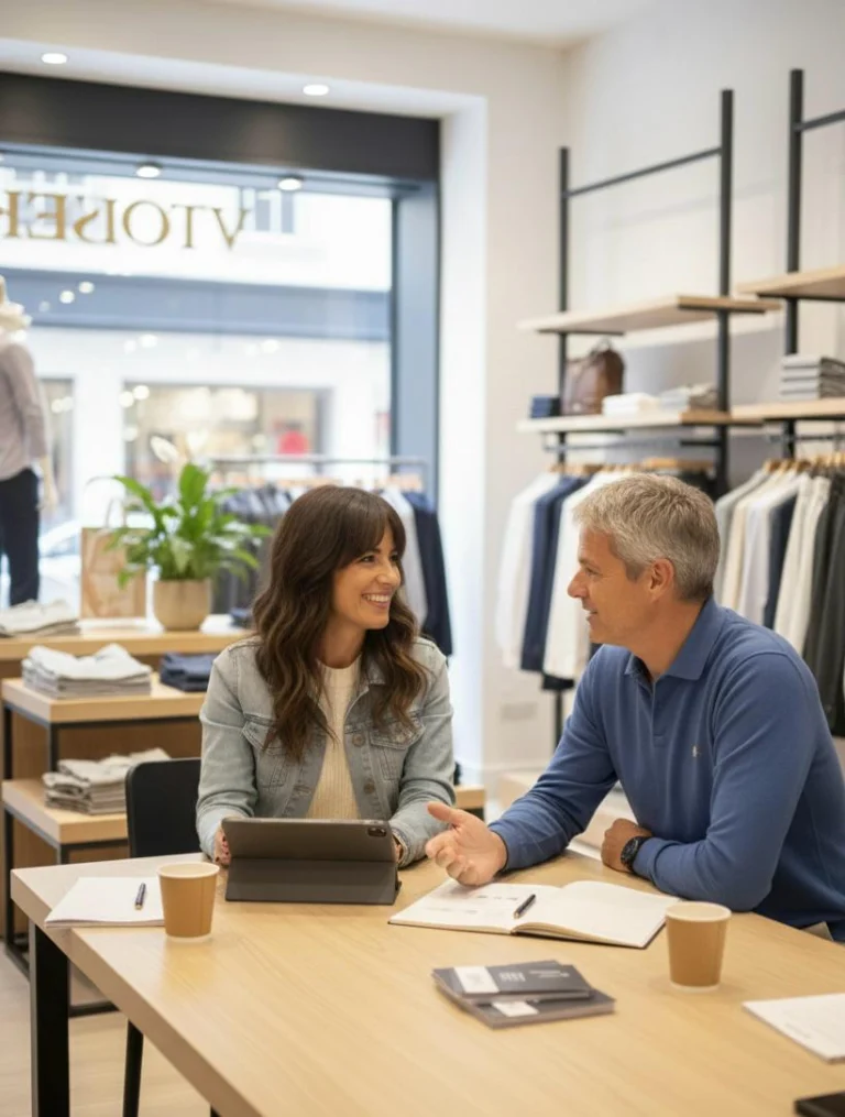 Conversación sobre gestión y ventas en una tienda