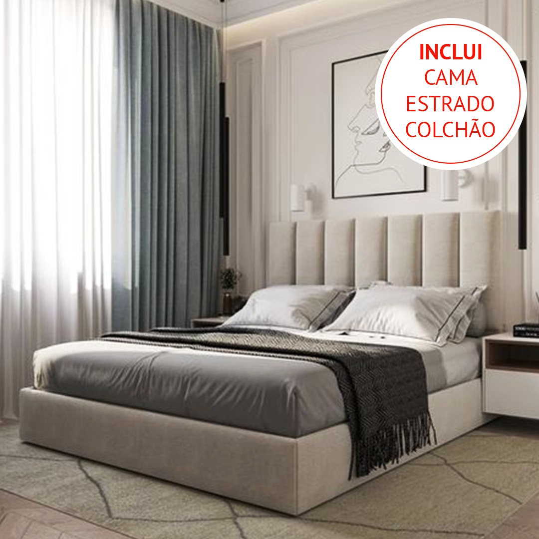 Quarto com cama estofada da Silvas e Campus